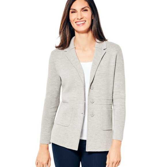 Talbots Merino wool blazer sweater cardigan gray size large - Picture 2 of 7